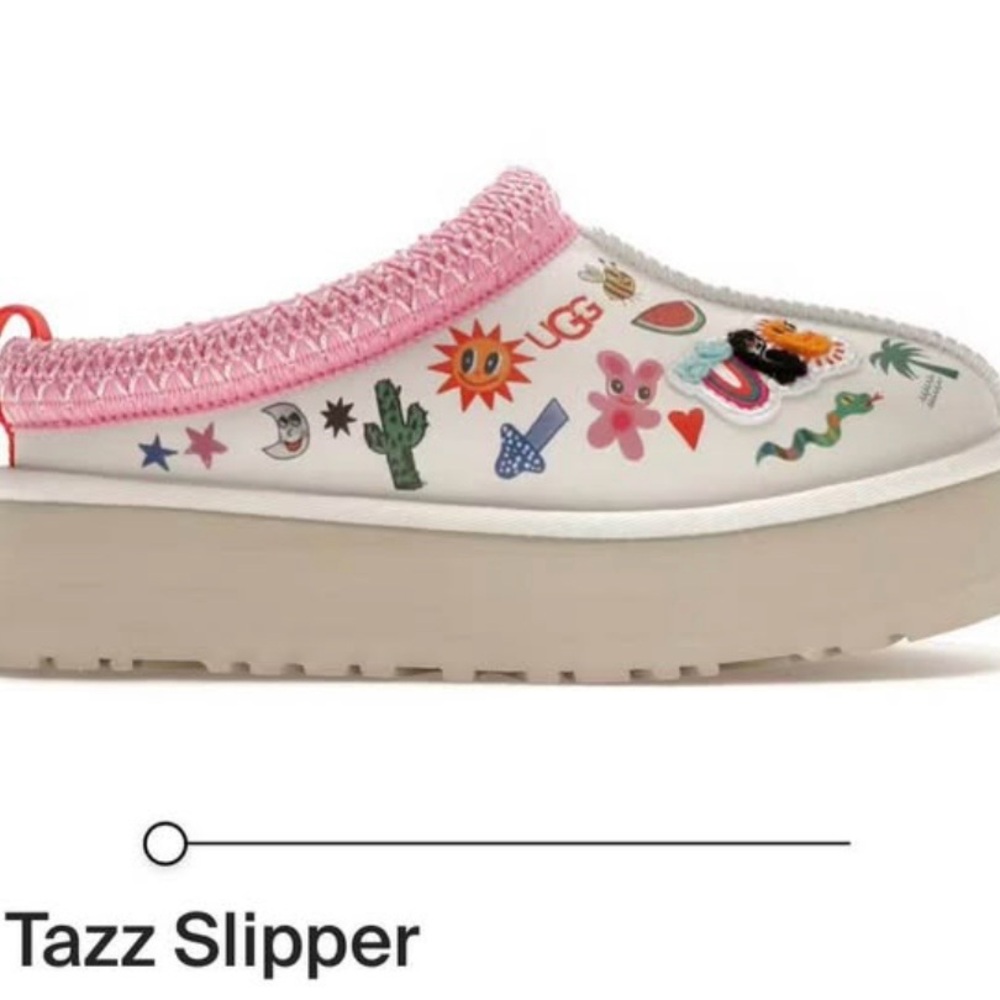 UGG  Tazz Slipper in Pink and Cream with Multicolor Graphics